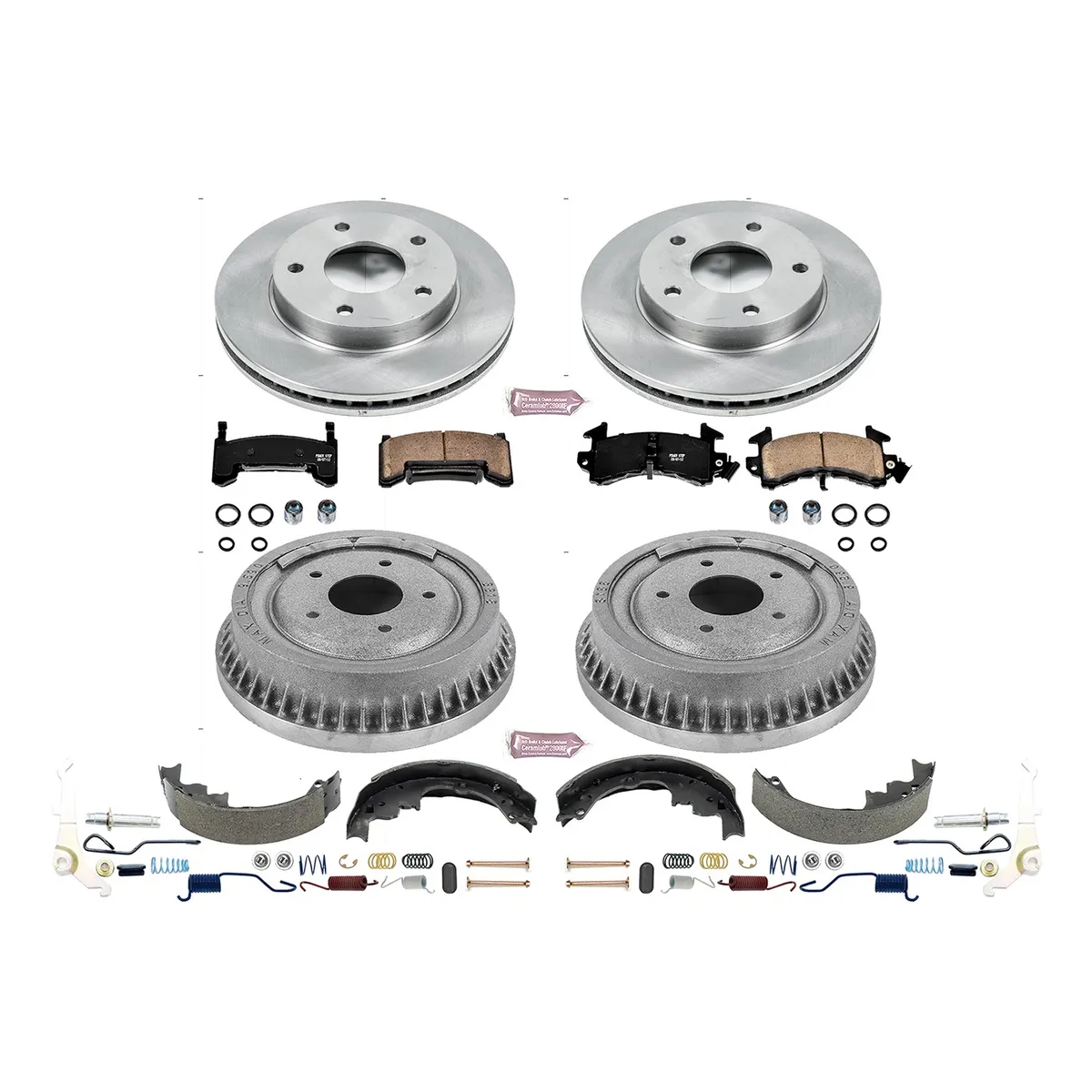 Z17 Direct Replacement Kit: Rotors; Ceramic Pads W/Hardware; Coated Drums; Shoes W/Hold Down And Adjuster Kit product image