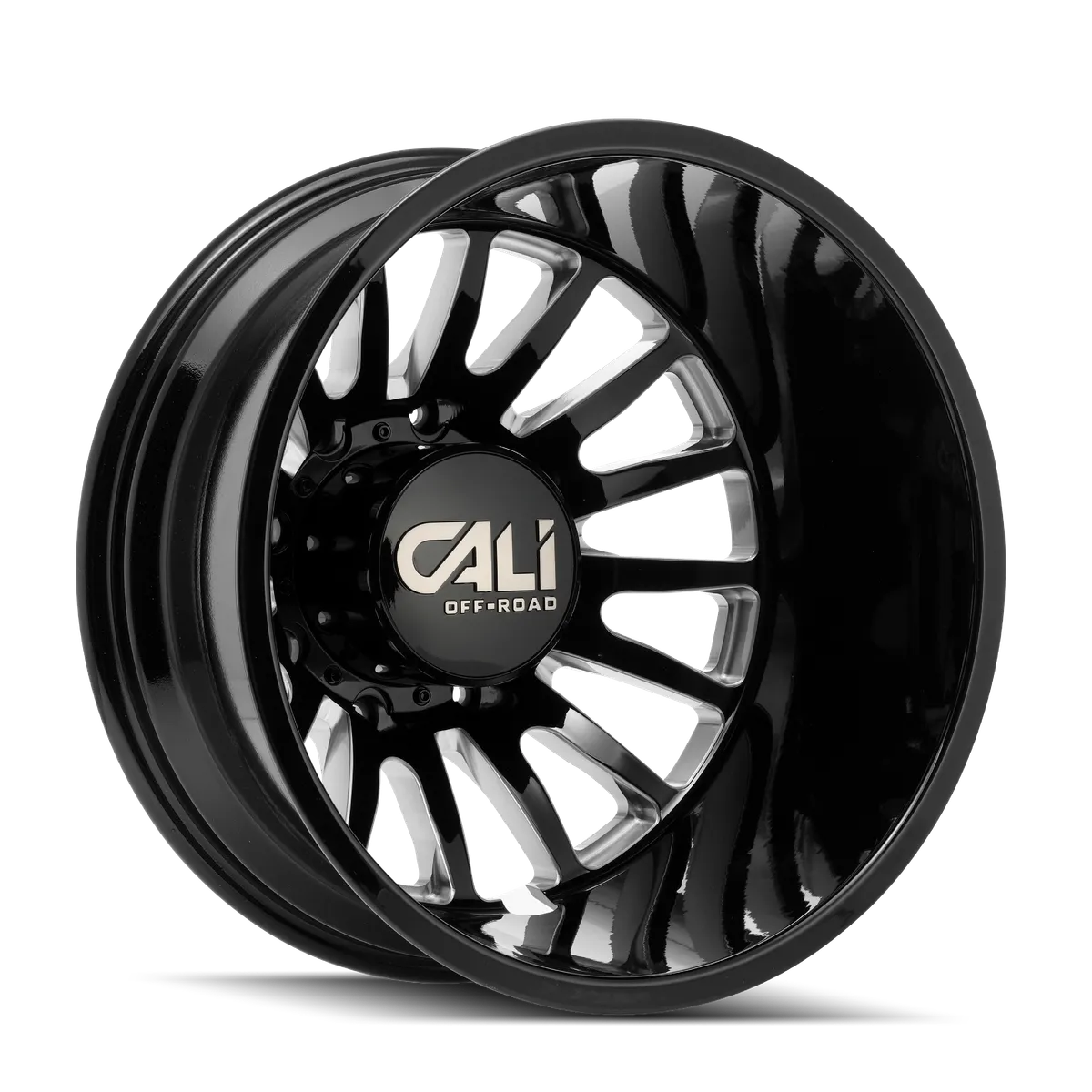Cali Offroad Dually Wheels Summit Dually 9110D GB 20x8.25 Milled Spokes Gloss Black 8 On 210 Bolt Pattern -232 Offset Cali Offroad Wheels