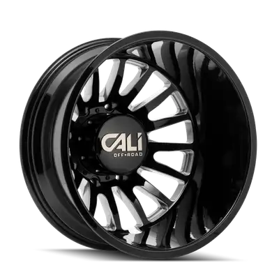 Cali Offroad Dually Wheels Summit Dually 9110D GB 20x8.25 Milled Spokes Gloss Black 8 On 210 Bolt Pattern -192 Offset Cali Offroad Wheels