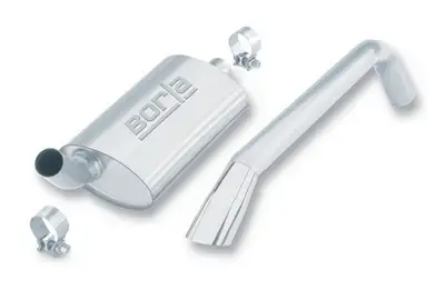 Borla Touring Cat-Back Exhaust System 2 in. Incl. Connecting PipeMufflerHardware2.5 in. Round x 6.5 in. Long Single Angle-Cut Intercooled Tip Single Right Rear Exit