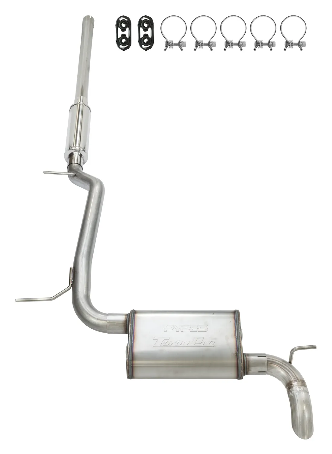 Pypes 2007-18 Jeep JK High Ground Clearance Cat-back Exhaust Kit Turbo Pro Muffler SJJ21T product image
