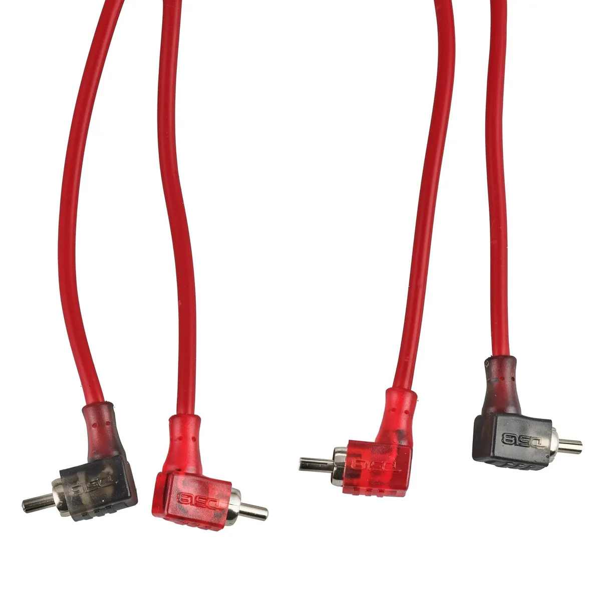 100% OFC Ultra Flex 2-Channel RCA with 90 Degree Ends, Dual Twist Wire, Red Braided Jacket - 20 ft product image