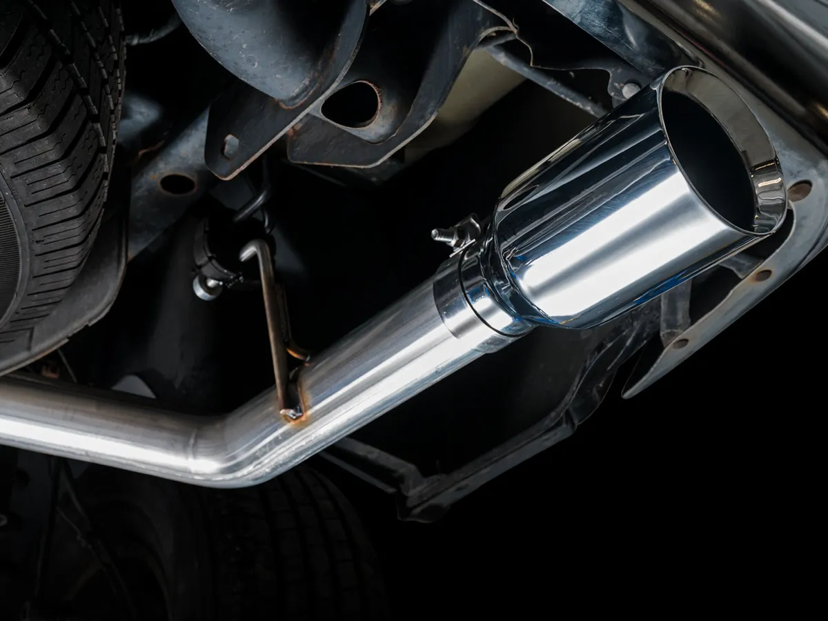 AWE 0FG Single Side Exit Catback Exhaust for 4th Gen RAM 1500 5.7L (without bumper cutouts) - Dual Diamond BlackTips product image