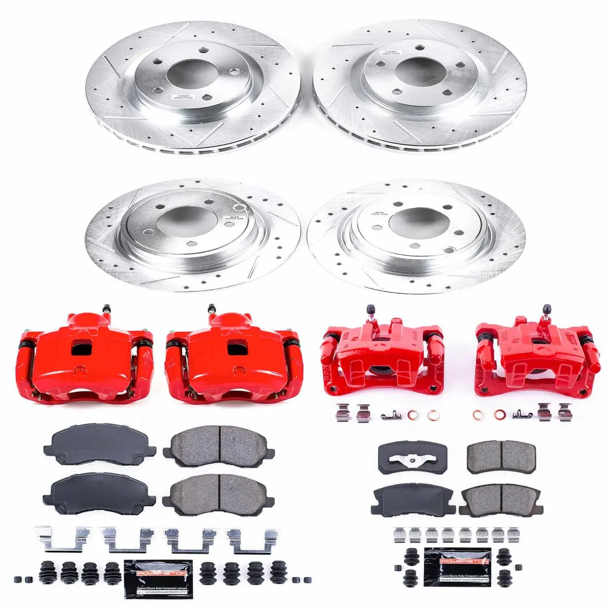 Z23 Evolution Sport Upgrade Kit: Drilled/Slotted Rotors; Carbon-Fiber Ceramic Pads; Powder Coated Calipers product image