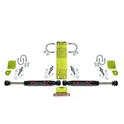 Skyjacker Steering Stabilizer Dual Kit Incl. Black Max Steering Dampners Brackets Hardware For Use w/HD Tie Rod PN JK717TR Or Other Aftermarket Tie Rod Using 1.75 Inch OD Black Skyjacker