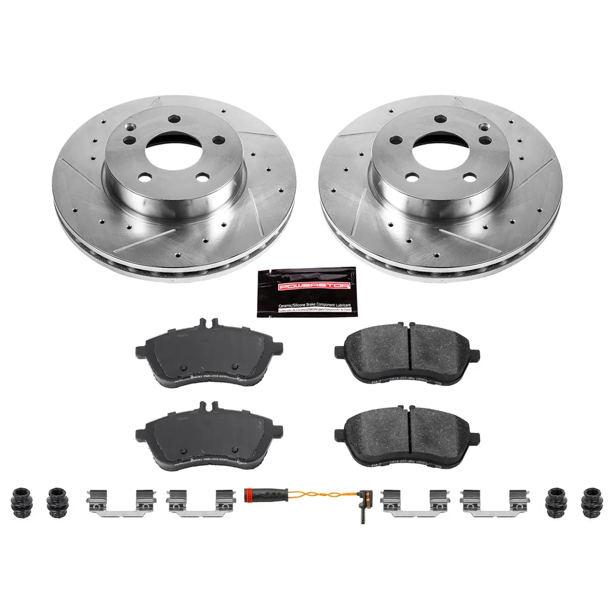 Z23 Evolution Sport Upgrade Kit: Drilled/Slotted Rotors; Carbon-Fiber Ceramic Pads W/Hardware; Pad Sensors product image