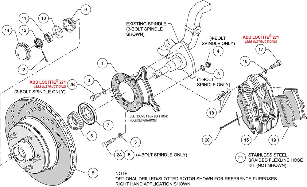 Wilwood FDL-M Front Kit 11.30in 1 PC RotorandHub Red 1965-1969 Mustang Disc and Drum Spindle product image