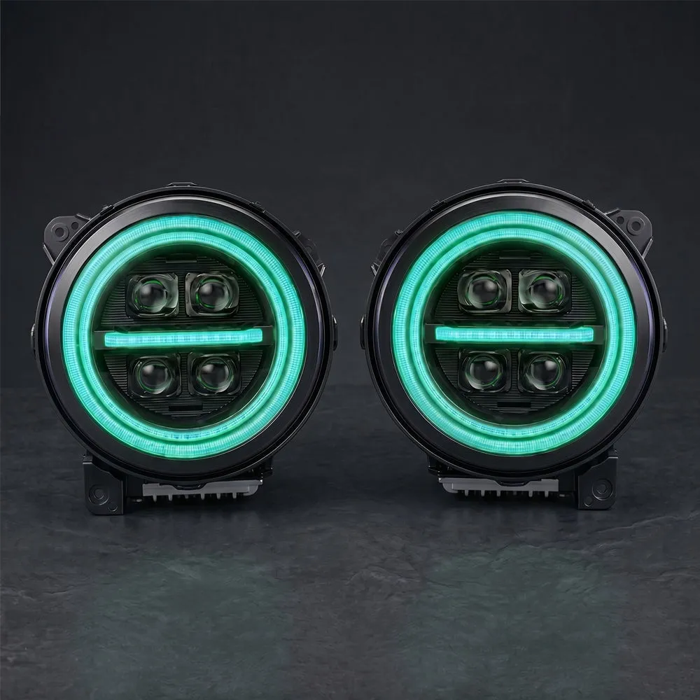Onyx Series RGB LED Headlights for Jeep Wrangler JL & Gladiator JT – 8-Core Projector with App Control (Pre-Sale) product image