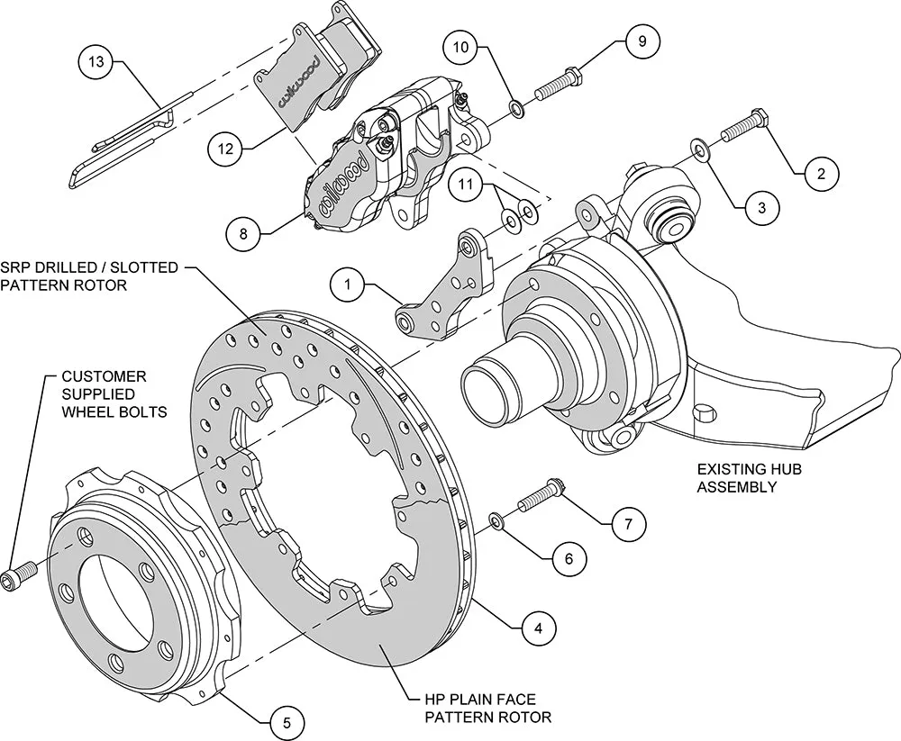 Wilwood DP Rear Kit 12.19in Red Backdraft Cobra BMW E36 Based product image