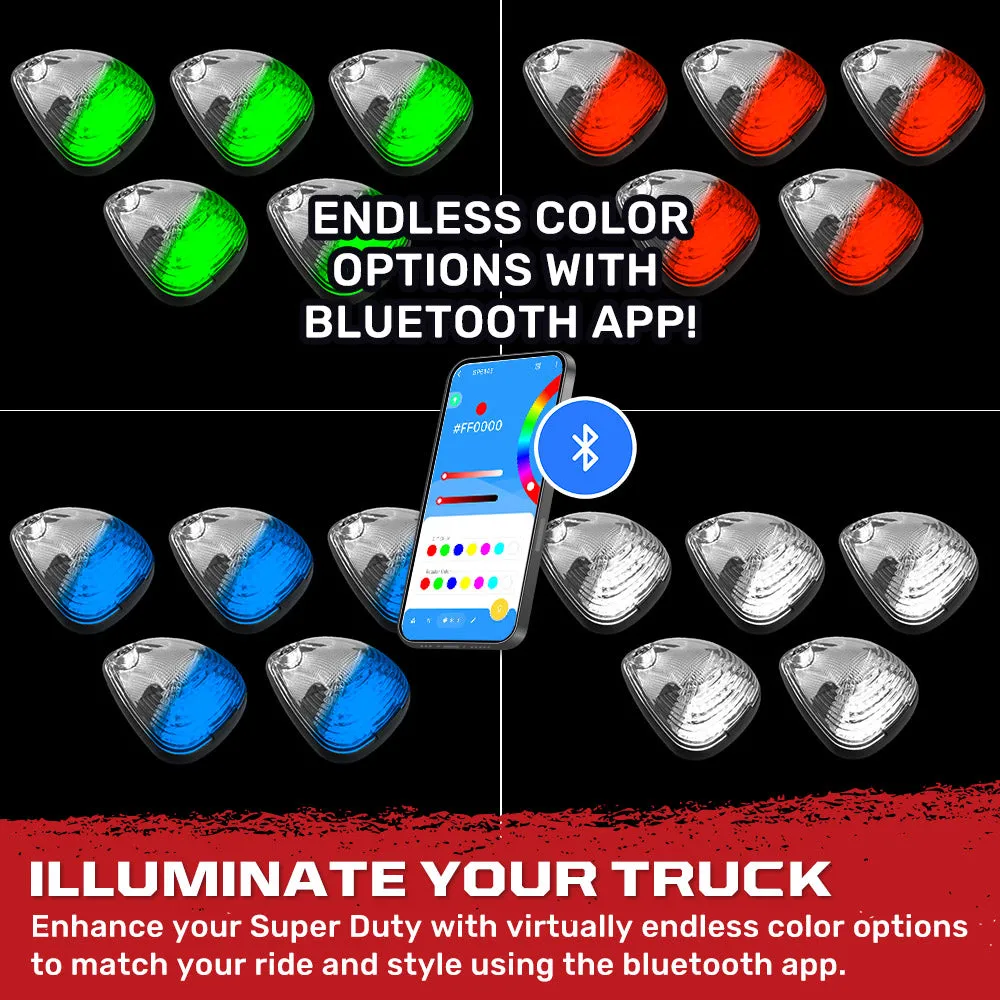 Ford 99-16 Super Duty 5-Piece Ultra Bright RGB Multi-Colored LED Cab Roof Lights Bluetooth App - Multiple Lens product image