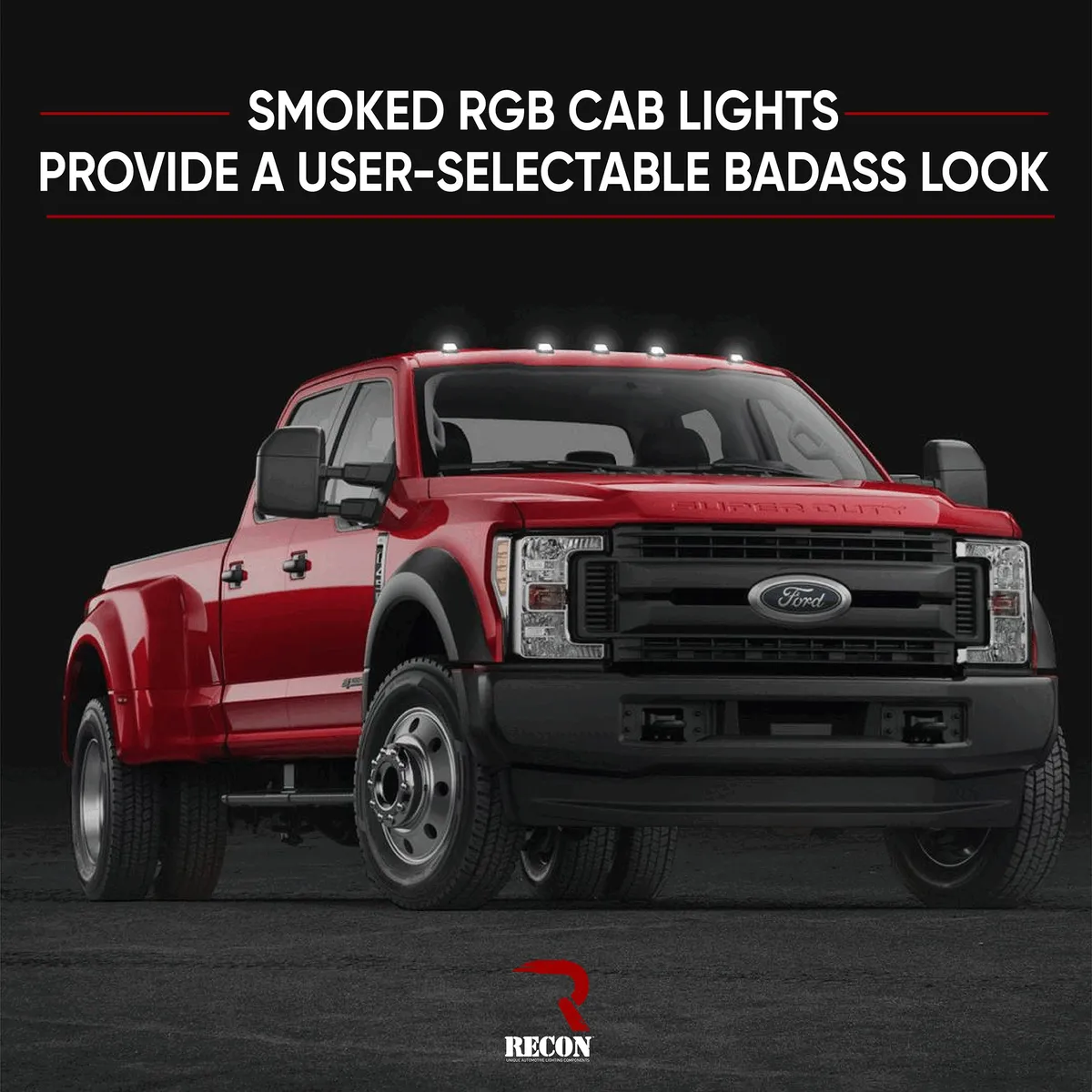 Ford 17-25 Super Duty 5-Piece Ultra Bright RGB Multi-Colored LED Cab Roof Lights Bluetooth App (Fresh Install: For Models That Did Not Come With Factory Cab Lights) - Multiple Lens product image