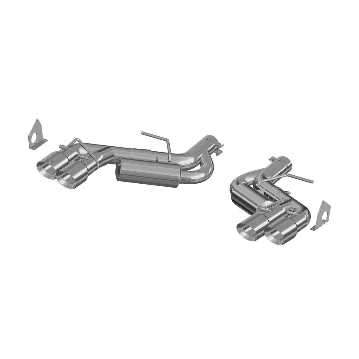 Armor Lite Axle Back Exhaust System; 3 in.; Incl. Ext. Pipe/Tailpipe/Hardware/Quad 4 in. Outlet Diameter Tips; Dual Split Rear Exit; Race Version; Aluminized; product image