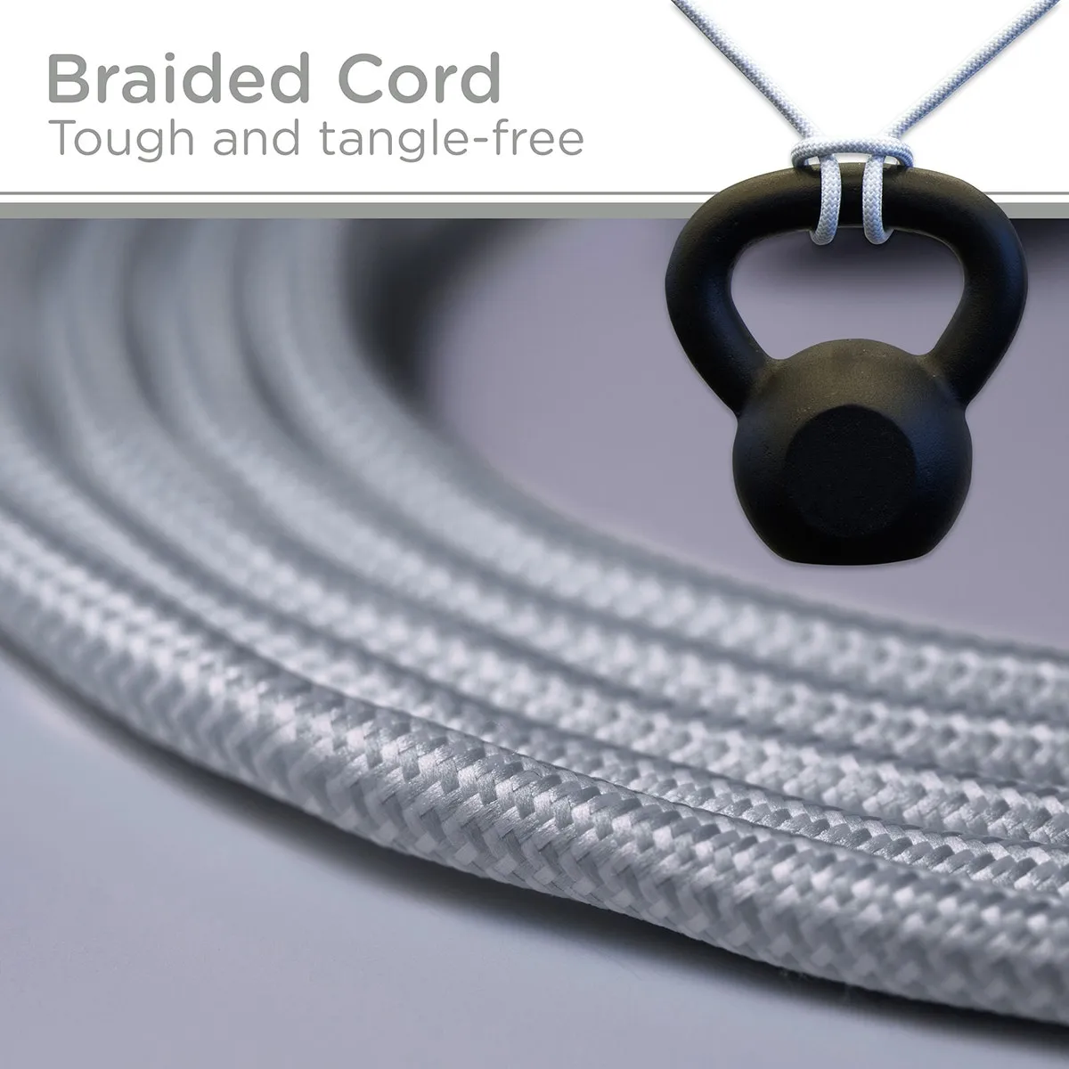 Cordinate 3-Outlet 10ft. Braided Extension Cord, White/Gray product image