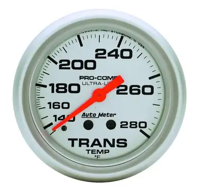 AutoMeter Gauge, Transmission Temp, 2 5/8", 140-280?F, Mechanical, 8ft., Ultra-Lite