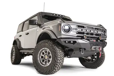 Fab Fours 21c Bronco Lifestyle Front Bumper w/ no Guard Winch Ready Sensor Compatible Matte Black