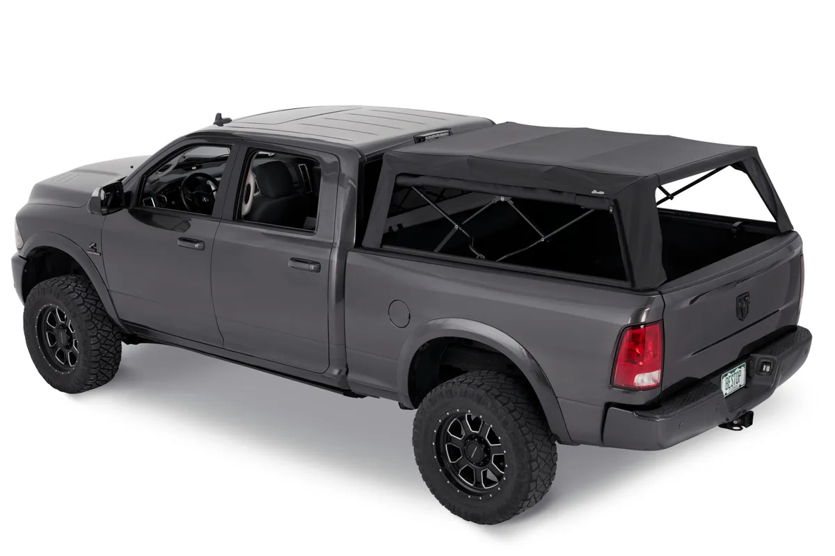 Supertop Truck Bed Cap 2 For Dodge 2009-10 Ram 1500 6.5 Foot Black Diamond PVC Coated Sailcloth No Drill Bestop product image