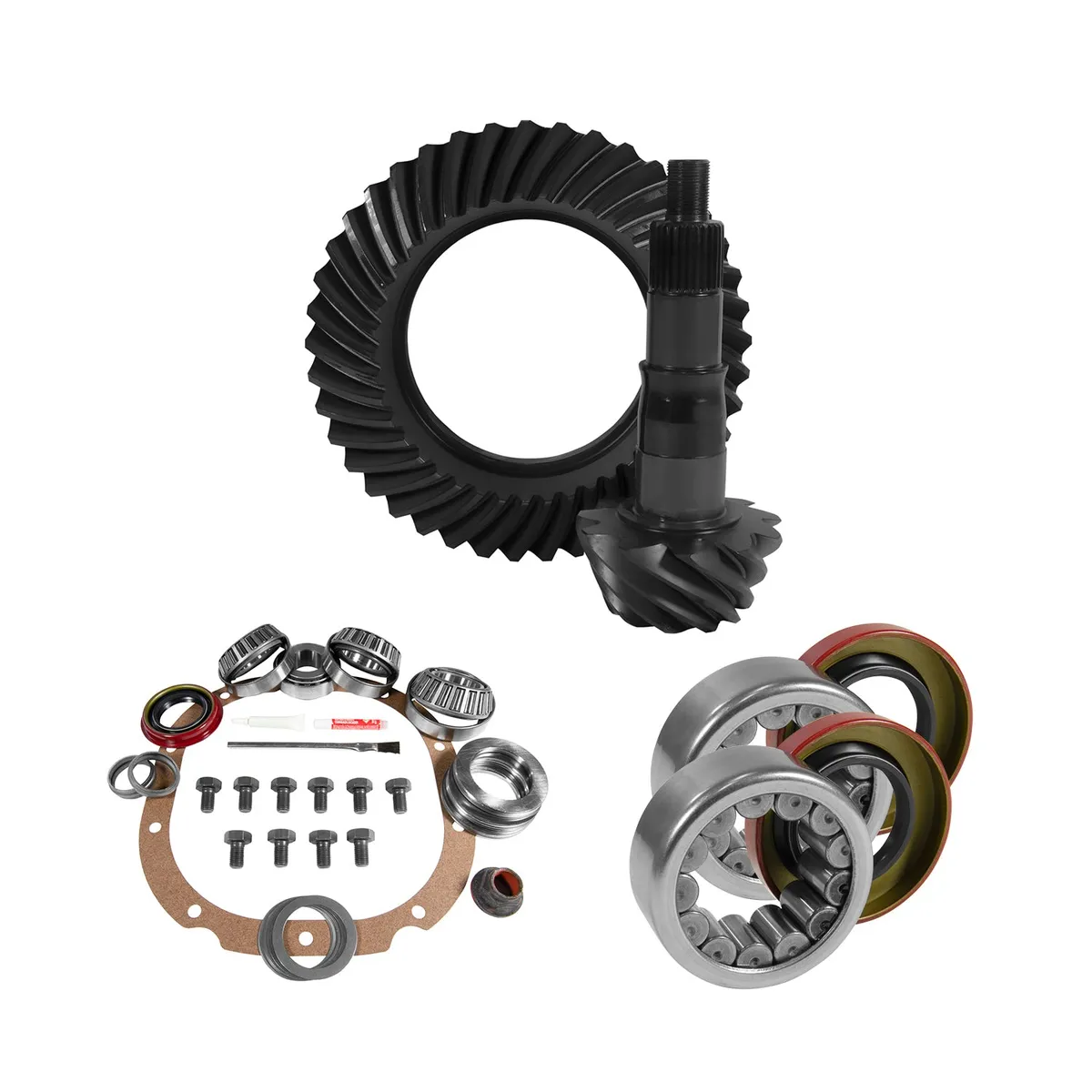 8.8 Inch Ford 3.73 Rear Ring & Pinion Install Kit 2.99 Inch OD Axle Bearings & Seals 8.8 Inch Ford 3.73 Rear R&P Gear/ Install Kit Package W/ Ak 1561 (2.985 Inch Od) '10&Dwn F150& Suv W/O Irs Yukon Gear product image