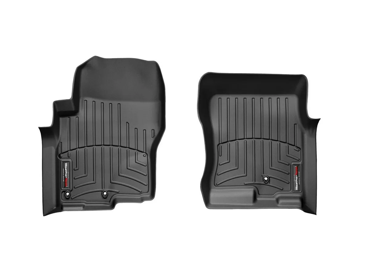 2008 + Nissan Frontier Black Front FloorLiner Post Hole (Nissan/Infiniti FL's):2; / 2009 + Suzuki Equator Crew Cab Black Front FloorLiner Fits Vehicles with two retention hooks on the driver's side / 2009 + Suzuki Equator Extended Cab Black Front FloorLi product image
