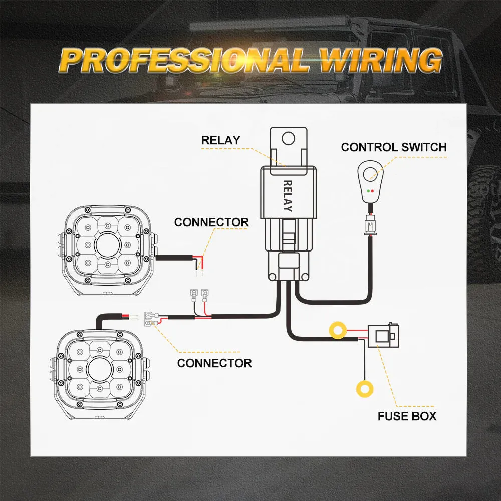 LED Light Bar Wiring Harness Kit (2 Leads 16awg) With Fuse 12v 40a Relay "no Drill" On/Off Switch product image