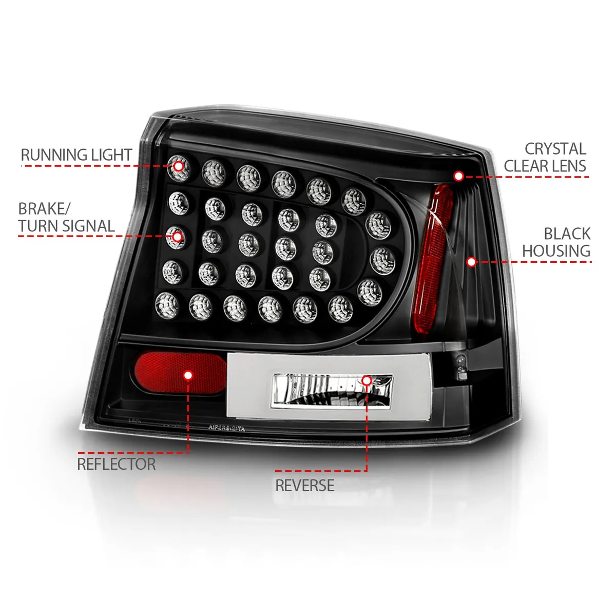 LED Tail Light Assembly; LED; Clear Lens; Black Housing; Pair; product image