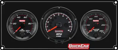 Quickcar Racing Redline 2-1 Gauge Panel OP/WT w/Recall Tach