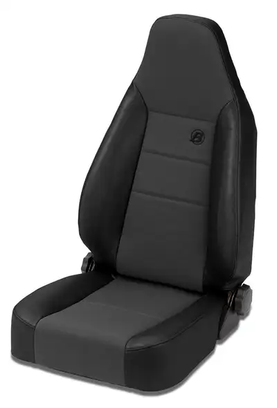 Bestop Jeep Bucket Seats Trailmax II Sport Front High Back Bucket Seat For Jeep 1976-1986 CJ7 Center Fabric Insert Black Denim Bestop