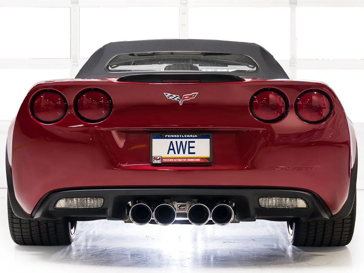 AWE Touring Edition Axleback Exhaust for C6 Chevrolet Corvette 6.2L (2009-2013) - Chrome Silver Tips 3015-42662 product image