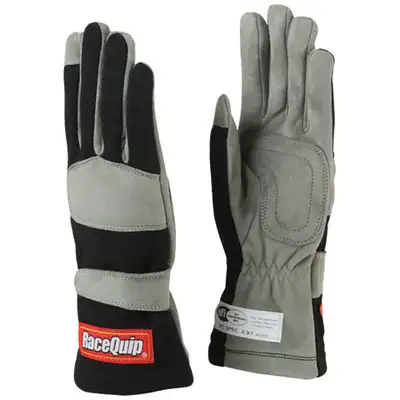 Racequip 351 Series 1 Layer Nomex Race Gloves Sfi 3.3/ 1 Certified; Black Xlarge