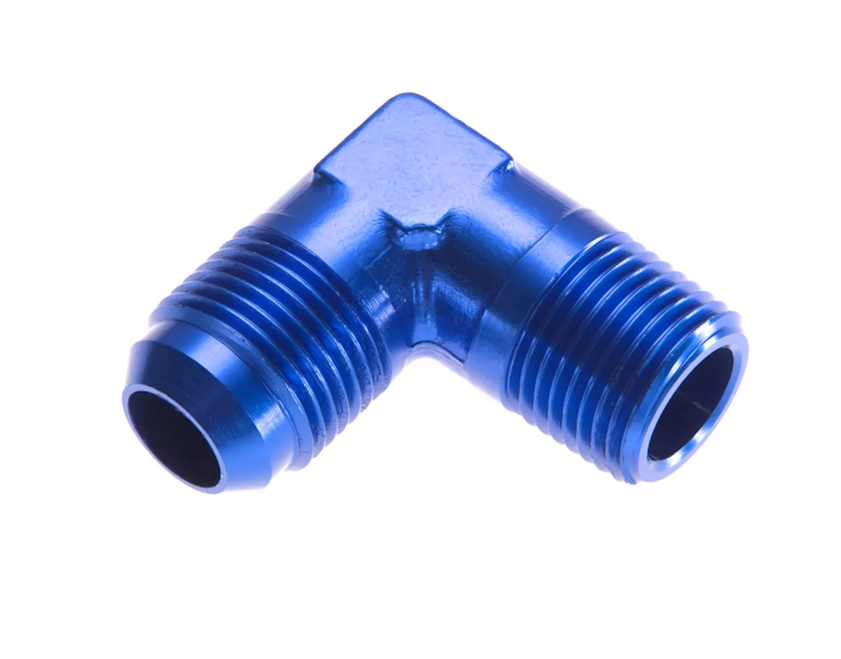Redhorse Performance 08 90 Degree Male Adapter to 06 (3/8) Npt Male Blue