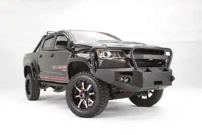 Fab Fours Premium Winch Front Bumper; 2 Stage Black Powder Coated; w/Full Grill Guard;
