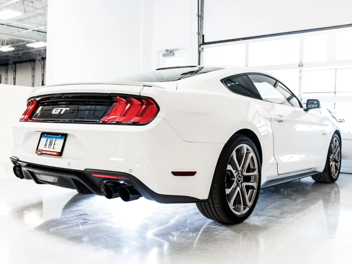 AWE Touring Edition Cat-back Exhaust for the '18-'23 S550 Mustang GT - Quad Chrome Silver Tips product image