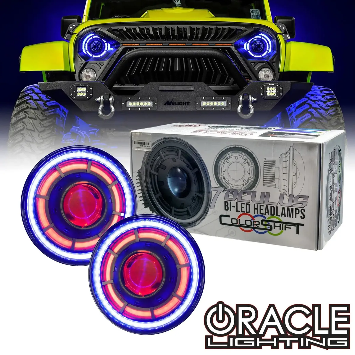 Oracle Oculus 7" ColorSHIFT Bi-LED Projector Headlights for Jeep JK product image