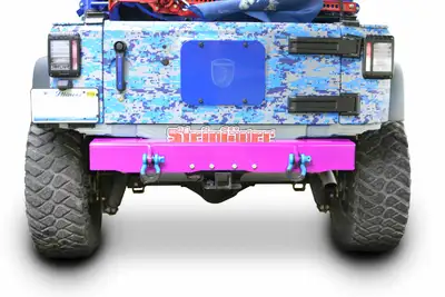 Steinjager Bumpers 2007-2018 Bumper, Rear Cap Style with D-Ring Mounts Hot Pink