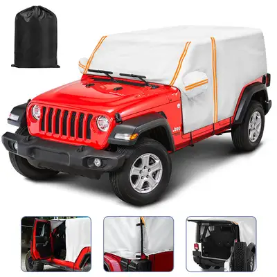LED Factory Mart Weatherproof 210D Oxford Cloth Full Door Cab Cover for 2007-Later Jeep Wrangler JK & JL 4 Door
