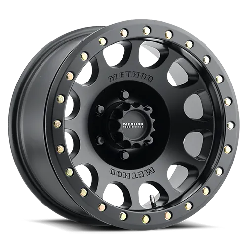 MR105 Beadlock Wheel 17x9.0 3.5in Backspace -38mm Offset 6x5.50 Bolt Pattern Standard Lug Hole Matte Black Finish. product image
