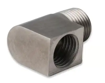 Synergy Manufacturing Earl's Hardline Adapter - 90 Degree Stainless Steel - 1/8" NPT Male to 3/8"-24 Inverted Flare Female.