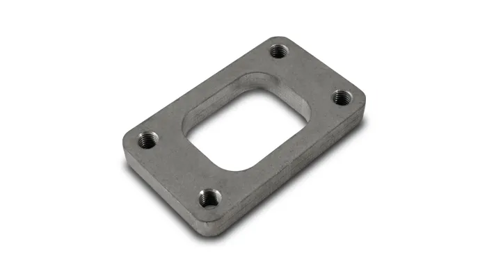 Vibrant Performance Turbo Flange; 44.5mm Bhcch; 85.8mm Bhccw; Mild Steel; 0.5 In. Thickness; M10x1.5 Bhts; 44.5mm Port h; 57.2mm Port w; 66.8mm Overall h; 108.2mm Overall w; 57.2mm Overall Port w;