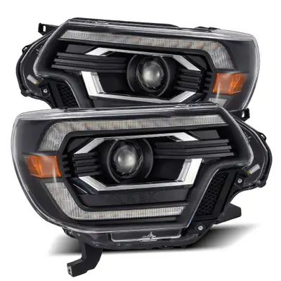 AlphaRex 1215 Tacoma Luxxseries LED Projector Headlights Plank Style Black W/Drl