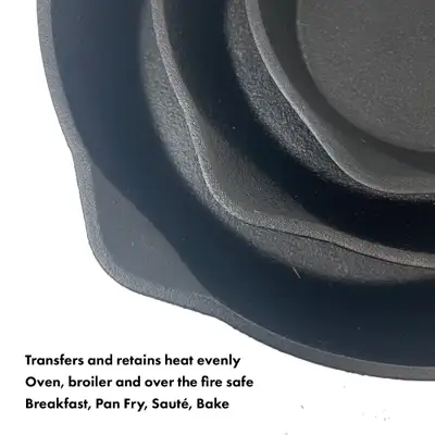 Bayou Classic 10-in, 12-in, and 14-in Cast Iron Skillet Set