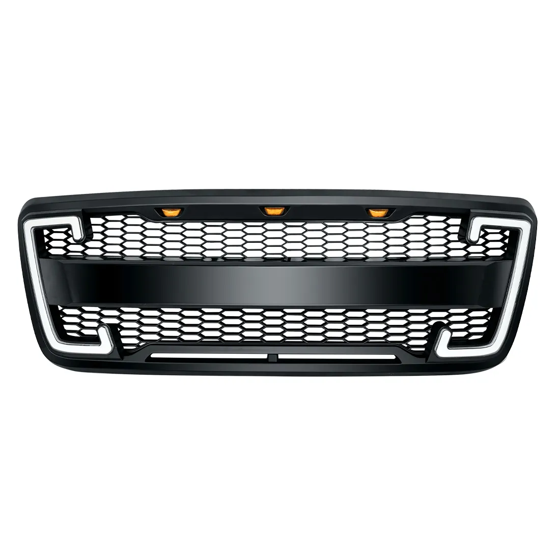 Raptor Style Mesh Grille W/ DRL & Turn Signal Lights - Matte Black For 2004-2008 Ford F150 product image
