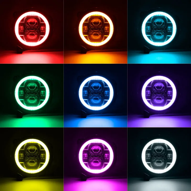 "9"" LED RGB Jeep Headlights with White Halo for 2018-2026 Wrangler JL & Gladiator JT" product image