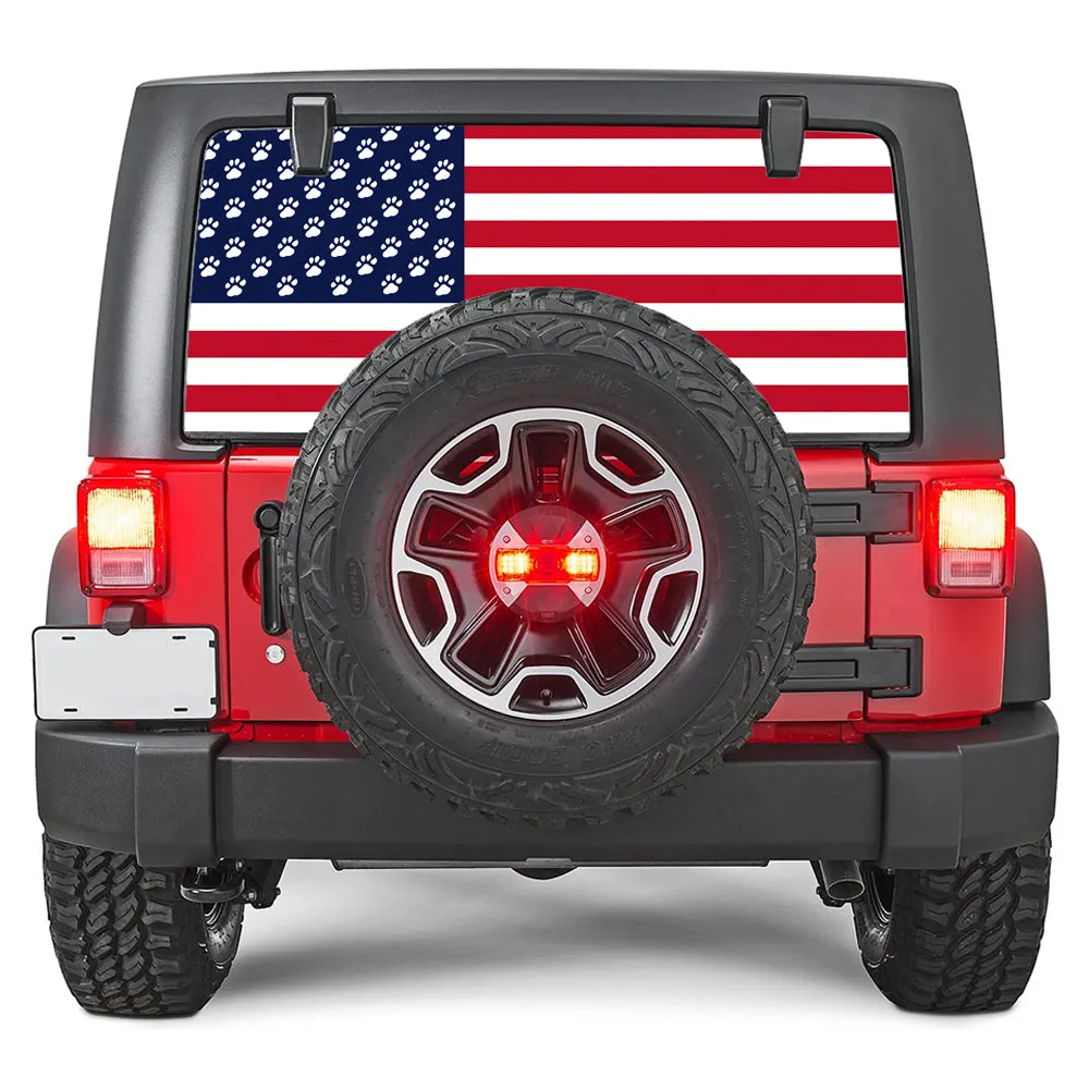 Paws Old Glory Rear Window Decal product image