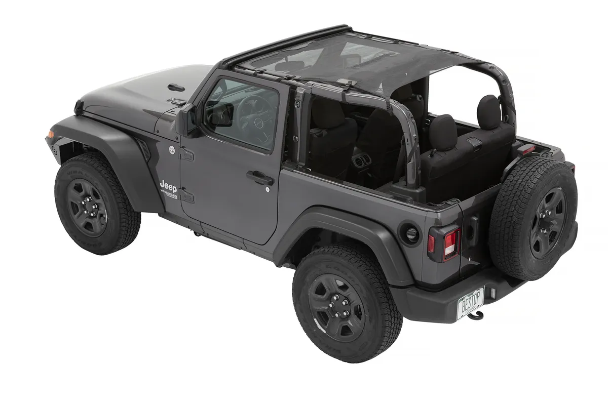 Jeep Wrangler Bikini Top Sun Extended Safari Style Bikini Top For Jeep 2018-Current Wrangler JL 2 Door Mesh Bestop product image