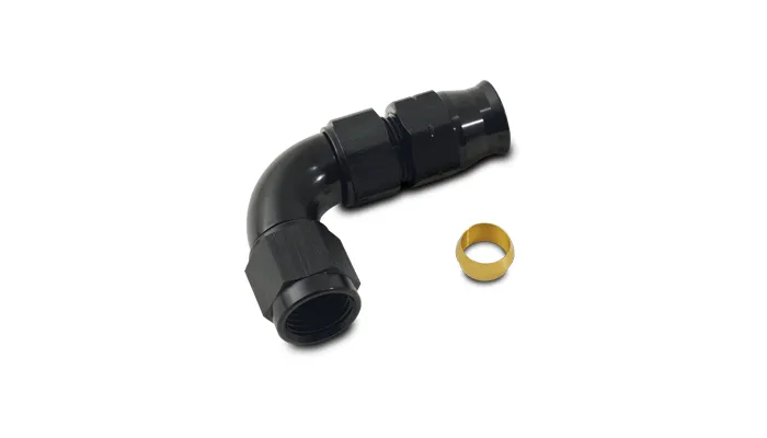 90 Degree Tube to Female AN Adapter Fitting; -6AN; 0.375 in. Tube OD; 6061 Aluminum; Black Anodized; product image