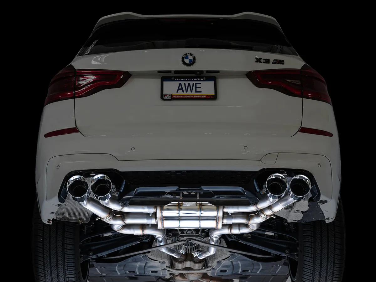 AWE Valved SwitchPath Axleback Exhaust for BMW F97 X3 M / F98 X4 M - Diamond Black Tips - 3025-43301 product image