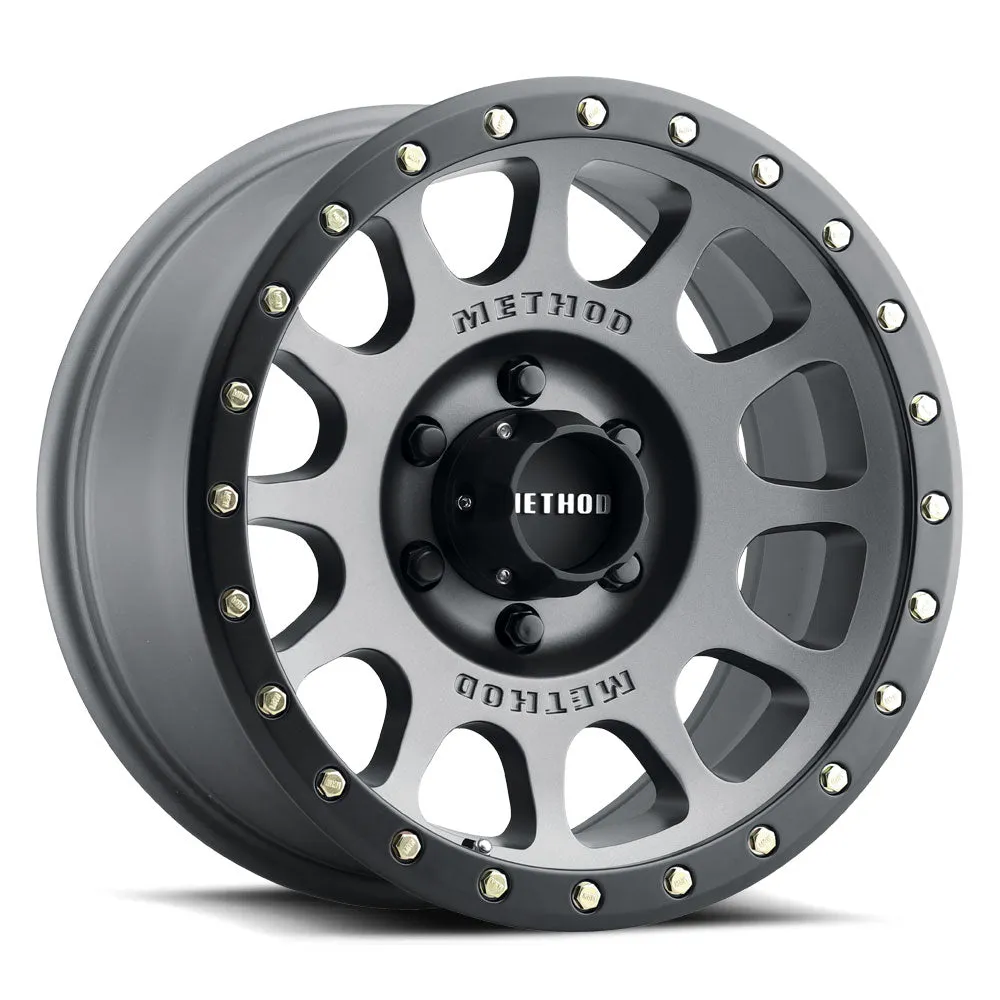 Aluminum Wheels 18x9 NV MR305 Bolt Pattern 8 On 170 Offset 18 Lip Size 1.38 Titanium TT Matte Black Lip Method product image