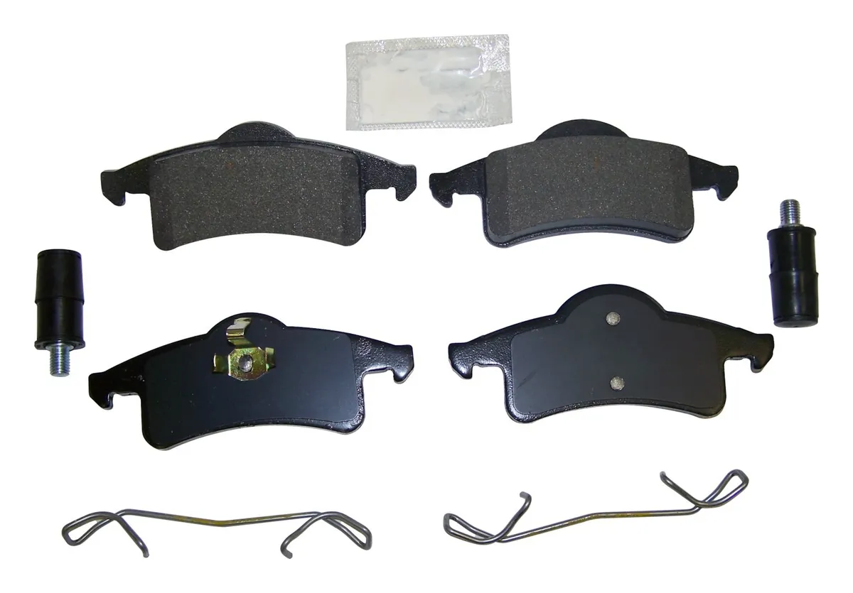 1999-2004 Grand Cherokee WJ WJ (US) model; Rear; Kit Includes: Brake Pads Springs and Caliper Pin Kit 2001-2004 Grand Cherokee WG WG (Europe) model; Rear; Kit Includes: Brake Pads Springs and Caliper Pin Kit product image