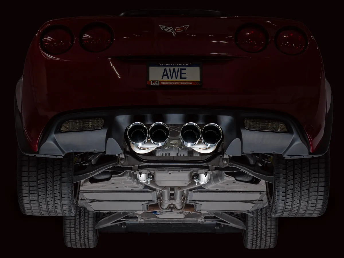 AWE Touring Edition Axleback Exhaust for C6 Chevrolet Corvette 6.0L (2005-2007) and 6.2L (2008) - Diamond Black Tips 3015-43660 product image
