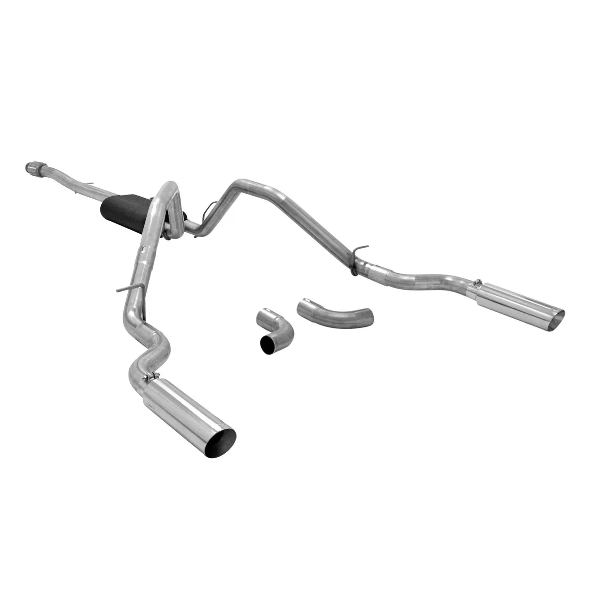 2014 GM Silverado/Sierra 1500 1/2 Ton 5.3L V8 All Crew Cab 2/4 Wheel Drive Super 50 Series Muffler 16 G. Mandrel Bent Tubing 3.50" Logo Embossed Stainless Tips Force II DOR/S 409S Stainless Steel. product image