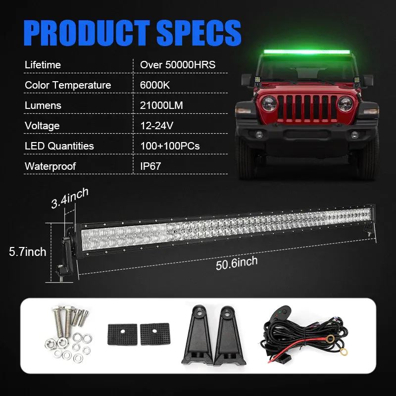"52"" RGBW 5D Projector LED Light Bar for Jeep Wrangler" product image